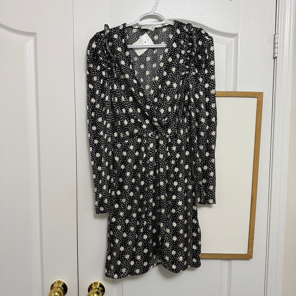 SANDRO NWT Black and White Polka Dot Mini Dress